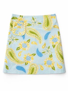 Lilly Pulitzer Paisley Floral A-Line Mini Skirt Size 6 Blue Yellow Green